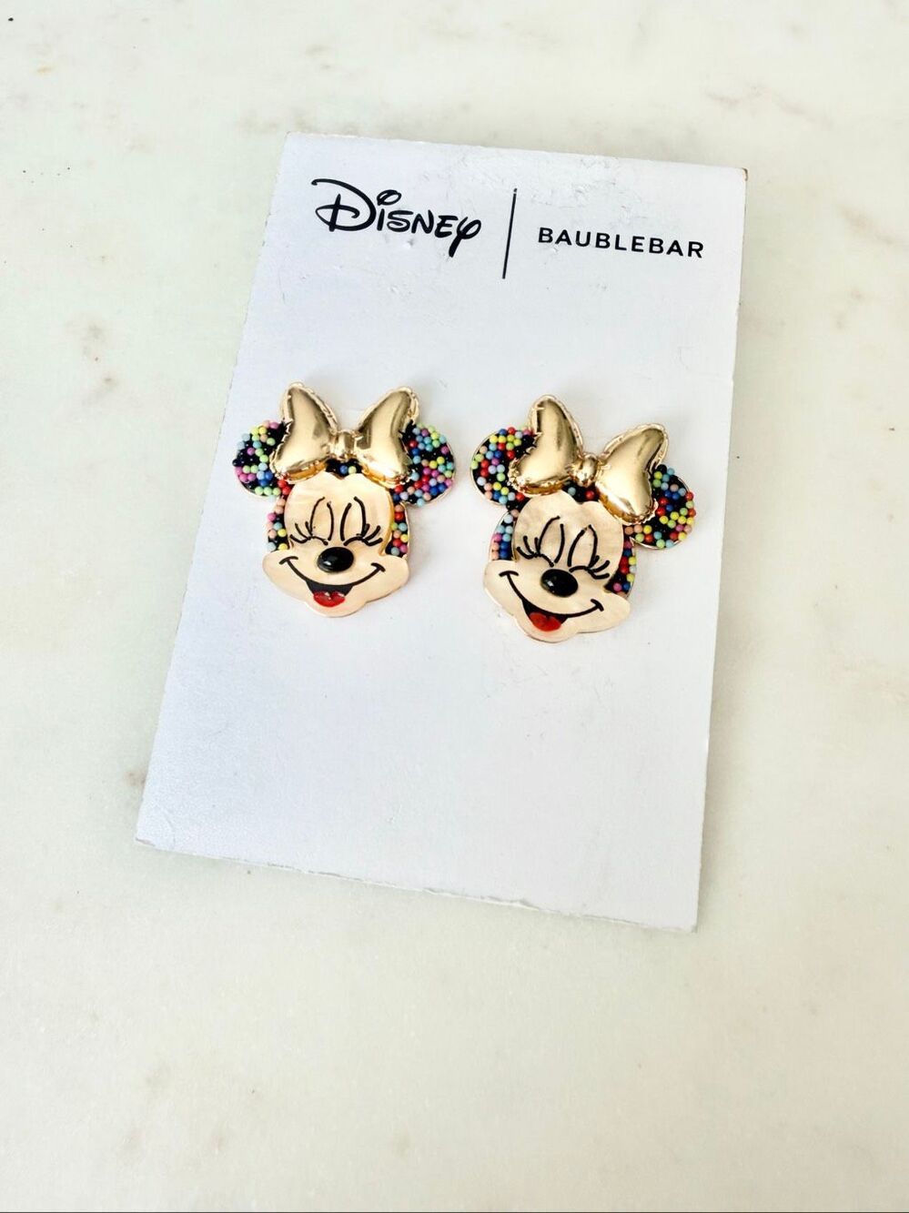 Disney x BaubleBar Minnie Mouse Sprinkle Stud Earrings Gold Multicolor